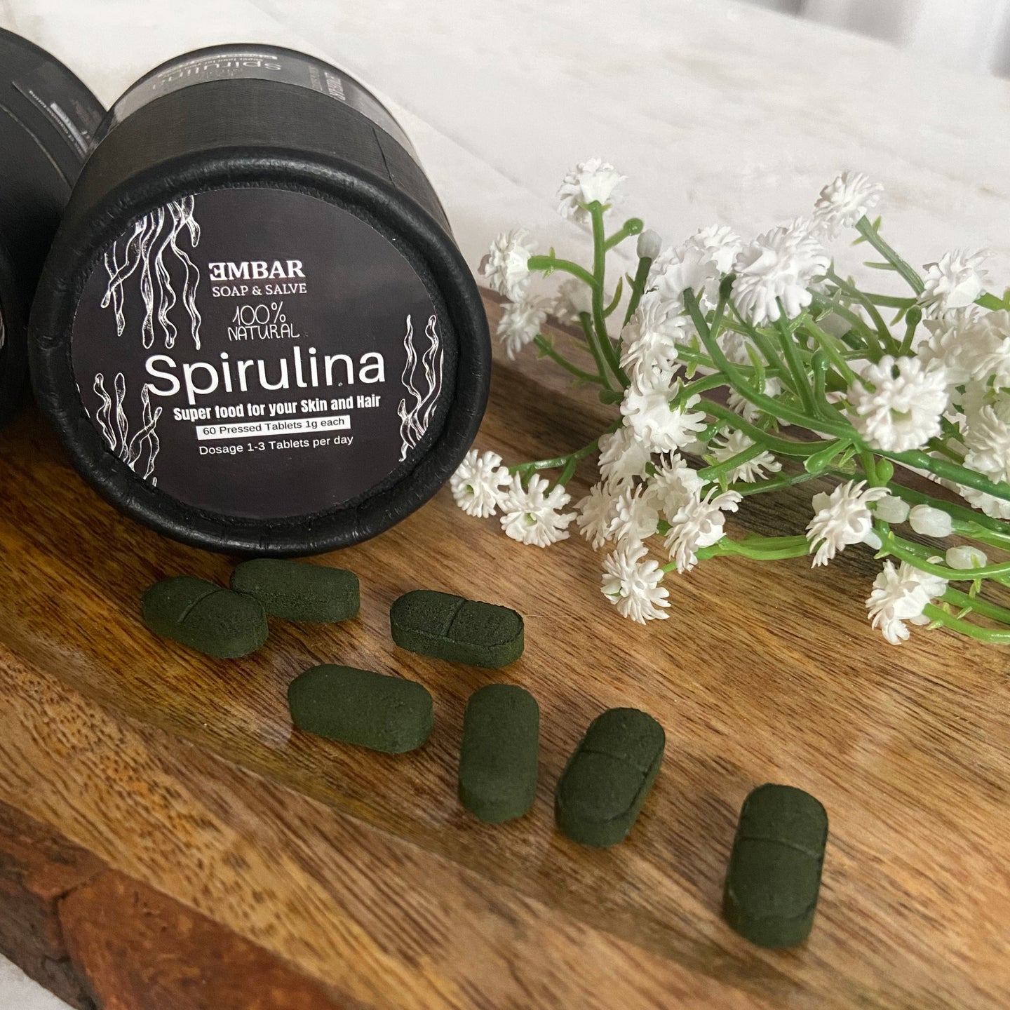CERTIFIED ORGANIC SPIRULINA PRESSED TABLETS ( SUPPLEMENT FOR HEALTHY HAIR AND SKIN)